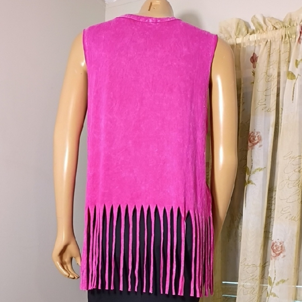 Blue Buttercup Vibrant Pink Fringe Tank Top Size S - Picture 5 of 9